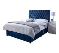 (2ft6 Small Single (75 x 190 cm), Blue) ORTHOPAEDIC DIVAN BED SET WITH MATTRESS &HEADBOARD