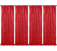 2FTx8FT Wedding Backdrop Curtains 4 Panels Red Sequin Photo Backdrop Drapes Glitter Birthday Bridal Party Curtains