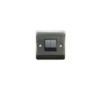 2G 2Way 10AX Switch Brushed Chrome, Grey insert