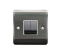 2G 2Way 10AX Switch Brushed Chrome, White insert