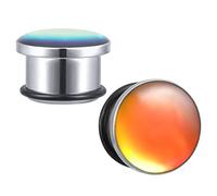 2G-5/8 inch Single Flare Ear Plugs Tunnels 316L Stainless Steel Ear Gauges Illusion Color Expander with O-Ring Body Piercing