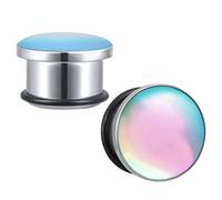 2G-5/8 inch Single Flare Ear Plugs Tunnels 316L Stainless Steel Ear Gauges Illusion Color Expander with O-Ring Body Piercing