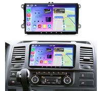 2G+64G Android 15 Car Stereo for VW Transporter T5 2010-2015 Double Din | 9 Inch Touch Screen Car Radio with Wireless Carplay Android Auto Bluetooth GPS WIFI FM RDS Split Screen SWC Backup Camera