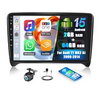 2G+64G Android Car Stereo for Audi TT MK2 8J 2008-2014 Wireless CarPlay Android Auto 9 Inch Touchscreen Bluetooth GPS Sat Nav FM/RDS Radio WiFi Mirror Link SWC EQ AHD Backup Camera