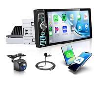 2G 64G Android Single Din Car Radio with Wireless Carplay Android Auto, 6.9 Inch Touchscreen Car Radio Bluetooth FM RDS GPS WiFi 32EQ Backup Camera