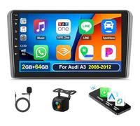 2G+64G Car Radio for Audi A3 2008-2012, 9" Touchscreen Car Stereo with Wireless Carplay Android Auto Android 13 Bluetooth GPS Navi WiFi Mirror Link SWC+ Backup Camera