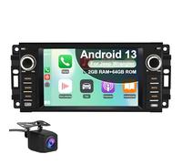 【2G+64G】 Vratzn Android 13 Car Radio Stereo for Jeep Wrangler JK 2007-2018 Dodge RAM 1500 2500 3500 2009-2012 with Wireless CarPlay/Android Auto/GPS/HD Backup Camera/Bluetooth