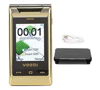 2G Flip Phone for Seniors, 3.0 Inch Double Sided Large Screen Cell Phone Long Standby Dual SIM 5900mAh 1.3 MP Support Flashlight Camera Music Player (Gold)