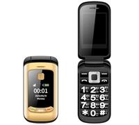 2G Flip Phone for Seniors - Dual Screen, Flashlight, High Volume Speaker, Big button, Large icons, Torch, SOS Button, Dual SIM Basic Cell Phone for Elderly,Gold
