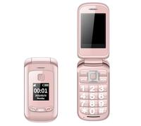 2G Flip Phone for Seniors - Dual Screen, Flashlight, High Volume Speaker, Big button, Large icons, Torch, SOS Button, Dual SIM Basic Cell Phone for Elderly,Pink