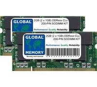 2GB (2 x 1GB) DDR 266/333/400MHz 200-PIN SODIMM MEMORY RAM KIT COMPATIBLE WITH LAPTOPS/NOTEBOOKS