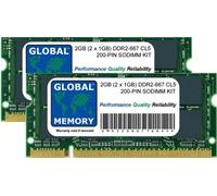 2GB (2 x 1GB) DDR2 667MHz PC2-5300 200-PIN SODIMM MEMORY RAM KIT FOR MACBOOK (EARLY/MID/LATE 2006 - MID/LATE 2007 - EARLY/LATE 2008 - EARLY 2009) & MACBOOK PRO (EARLY/MID/LATE 2006 - MID/LATE 2007 - EARLY 2008)
