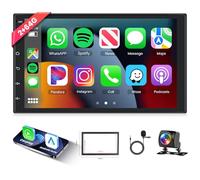 [2GB+64GB] Car Radio Double Din mit GPS Navi Android mit Wireless Carplay, Android Auto, 7 Inch Touchscreen 1080P Screen Car Stereo Radio, Bluetooth, Hifi, FM/RDS Radio, Wifi, AHD Camera, USB 2 Din