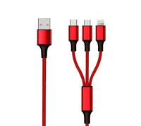 2GO in 1 USB Ladekabel - rot - 150cm für Micro-USB & Apple 8-Pin & USB Type-C