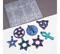 2HCN Resin Silicone Mould DIY Hexagram Spiritual Amulet Pendant Resin Mould Celtics Pentagrams Star Shapes