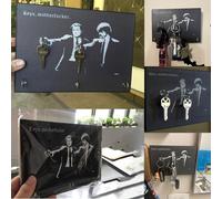 (2hooks) Pulp Fiction Key Holder-Wall Hanging Art Creative Wooden Wall Hanging 2/5 Hooks,100% New