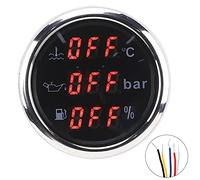 2in 3 In 1 Meter Cooling Water Temperature Oil Pressure Fuel Level Gauge European Standard 0 190Ω Multi Function Boat Meter Car Gauge for Cars and Boats Black Dial White Dial 316 (Black dial)