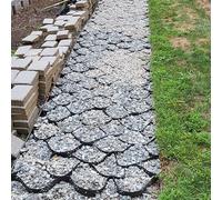 2in 4in Thick Sidewalk Geo Grid, Flexible Honeycomb Ground Stabilizer for Driveway & Soil, 19.7x19.7ft, Includes 10 Stakes, Ideal for Gravel & Sand Foundations
