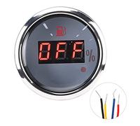 2in Fuel Level Gauge LED Digital Display Smart Red Light Alarm for Marine Boat Car (American standard white)