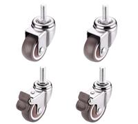 2in Heavy Duty Threaded Stem Castor Wheels,360 Degree Rotation with Safety Brakes Industrial Castors,TPE Rubber no Noise Swivel Casters Wheels Pack of 4,for Tiny Shelving,Cart (M8X15)