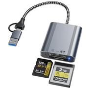 2IN1 CFexpress Type B & SD Card Reader USB3.2 10Gbps,Dual Slot Card Reader - USB-C + USB-A CFe Type B & SD Memory Card Reader Adapter for Windows/Mac/Android,Ideal for Photographers and Videographer