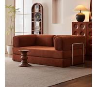 2in1 Convertible Sleeper Sofa Bed Modular Sectional Couch Comfy Cloud Couch in SkinFriendly Fabric for Living Room & Bedroom Red 59" x 39" x 15.7"