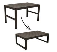 2in1 Garden Coffe Dining Table Adjustable Height 2-Position Rattan Design Patio