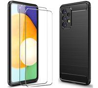 2in1 Glass Foil Display Protection Case for Samsung Galaxy A14 Carbon Robust