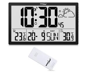 2in1 Home Clock & Weather Station Outdoor Sensor Large LCD Display Calendar HQ
