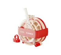 2in1 Ice Cube Bottle for Water - Ice Cube Tray with Lid and Bin, Portable Ice Making Container with Easy Release Button, Reusable PP Freezer Tray for Home, Picnics, Gym Use (Red)