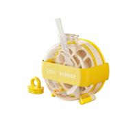 2in1 Ice Cube Bottle for Water - Ice Cube Tray with Lid and Bin, Portable Ice Making Container with Easy Release Button, Reusable PP Freezer Tray for Home, Picnics, Gym Use (Yellow)