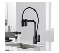2In1 Kitchen Faucet with Filter Water and Pull Down 2-Function Sprayer, 360 Swivel Purification Mixer Taps, Solid Brass Single Handle Hole Sink Faucet,Gray(Nero)