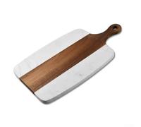2in1 Marble And Wood Cheese Cutting Board With Serving Tray, Designed For Meats, Fruits, And Vegetables, Practical And Stylish Kitchen Tool(A)