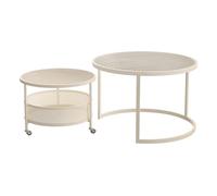 2in1 Nesting Coffee Table SetRound Stacking Side Tables with StorageModern Central Coffee Table for Living Room Bedroom OfficeWhite Small Design