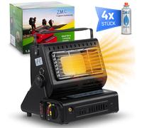 2in1 Portable Gas Heater Camping Butane Cooker Ceramic +4 Cartridge 1,3KW