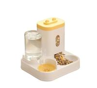 2in1 Raised Food Bowl with Water Fountain for Cat Dog Pet Accessories(Yellow)