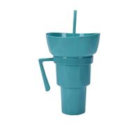 2in1 Straw Cup for Popcorn Drinks, Snack and Drink Cup Combo, 2in1 Tumbler with Snack Holder, Travel-Friendly Design, with Spill-Proof Lid & Sturdy Handle, 19x17x29cm, Kid-Safe, Adult-Approved