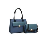 2In1 Twist Lock Colour Block Crossbody Bag/ Tote Bag JFY Dark Blue One Size