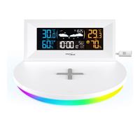 2in1 Wireless Weather Station QI Charger LED Mood Light Indoor Outdoor Sensor HQ