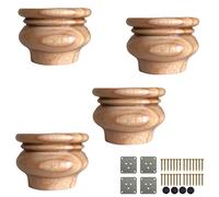 2inch/5cm Wooden Furniture Legs,Set of 4 Solid Wood Unfinished Bun Feet,Round Replacement Sofa Feet,with Mounting Plate & Screws,for Cabinet,Couch,TV Stand,Ottoman,Loveseat,Coffee Table(5x7cm)