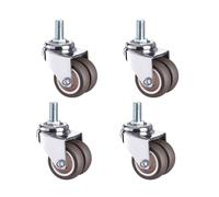 2Inch Double Wheel Swivel Casters HeavyDuty Furniture Wheels Quiet Mobility High Load Capacity with Brakes Pack of 4 (M10*15 Universal Fit)