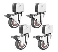 2Inch Furniture Caster Wheels Soft Rubber Quiet Swivel Rollers with Brake UShaped Replacement Casters for Cabinets 4Pack (22mm UShape)