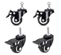 2Inch Rubber Furniture Casters with Brake Silent Swivel Wheels Set of 4 Easy Installation Threaded Stem Ideal for Workbenches and Various Furniture