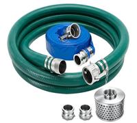 2inch Suction Hose Kit for Water Pump Kit, 65.6ft Lay-Flat Backwash Hose | Included 20ft Green Suction Hose, w/ Aluminum Quick Connectors, Strainer&Groove Adapter, for Irrigation,Farm,Pool