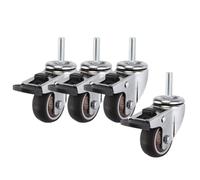 2Inch Swivel Furniture Casters with Threaded Stem and Brake Flat Base Wheels for Easy Furniture Transportation Durable and Smooth Mobility for Home and Office Use