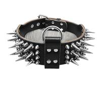 2inch Wide Cool Sharp Spiked Studded Leather Dog Collars， For Medium Large Dogs Pitbull Bulldog Rottweiler Shepherd M-XL(2,1)