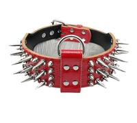 2inch Wide Cool Sharp Spiked Studded Leather Dog Collars， For Medium Large Dogs Pitbull Bulldog Rottweiler Shepherd M-XL(1,4)