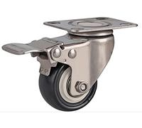 2inches Casters Wheels with 304 Stainless Steel Frame Tread Mute,No Industrial Casters 1Pcs Casters(Flat Brake,1.5 inch)
