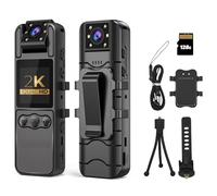 2K 128GB 1.4” Screen Body Camera with Audio and Auto Video Night Vision 1440P UHD Mini Police Wearable Body Worn Cam Portable Small Personal Camcorder Sport Action Outdoor Video Recorder (Black)