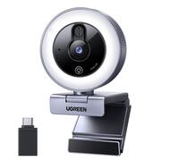 UGREEN 2K/30fps Webcam for PC, Full HD Webcam for Laptop, Noise Canceling Microphone, Adjustable Ring Light, USB Web Cam Camera for Live Streaming, Zoom Meeting, Skype, Video Calling, Conferences